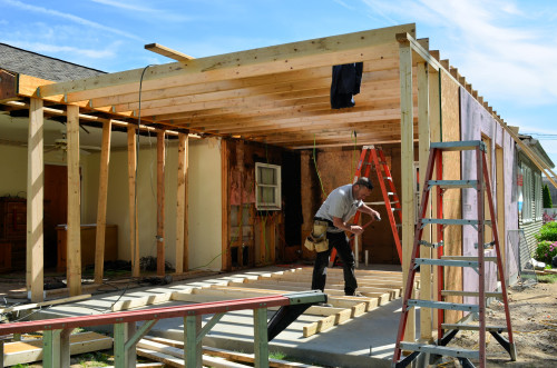 The rest of the ceiling joists are added.