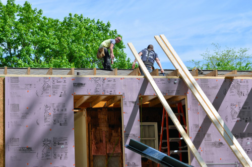 Up goes the lumber for the knee wall.