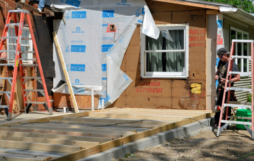 Our new south wall begins to take shape.