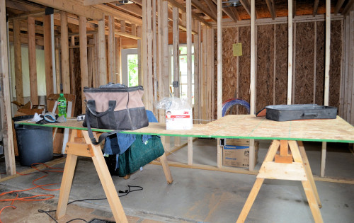 Work area for bathroom demo.