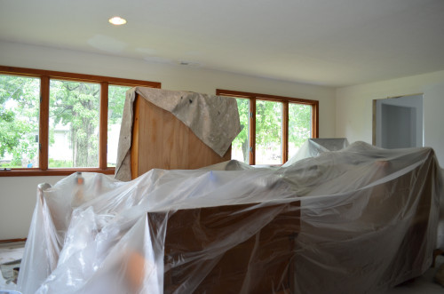 Painting is under way in the family room.