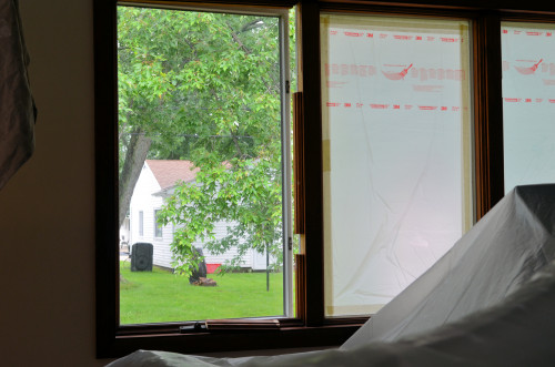 Trim around the family room windows was never fastened down.