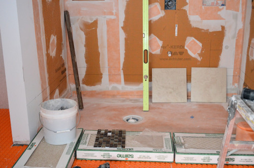 Shower prepped for tile.