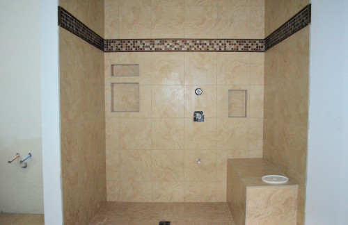 Accessible shower, now with grout.