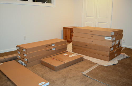 Boxes of closet organizers.